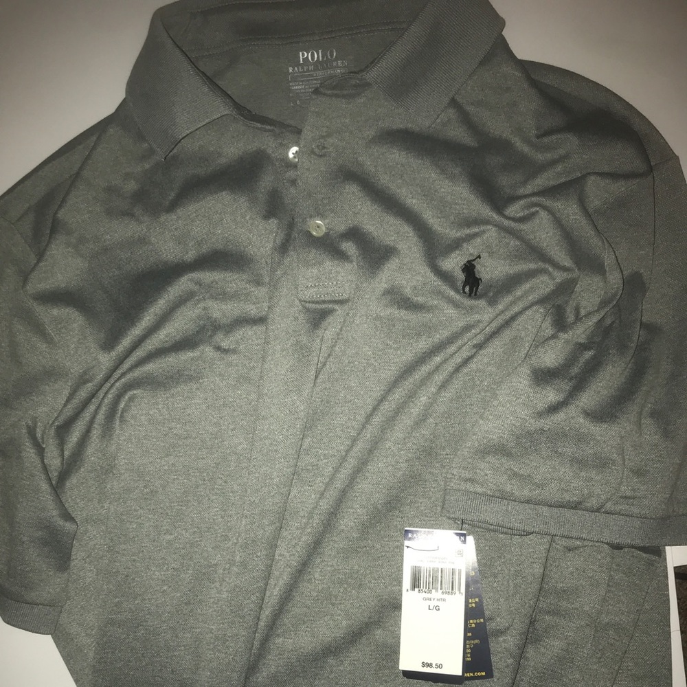 POLO RALPH LAUREN Performance POLO SHIRT  Grey HTR /Large  #710790605001